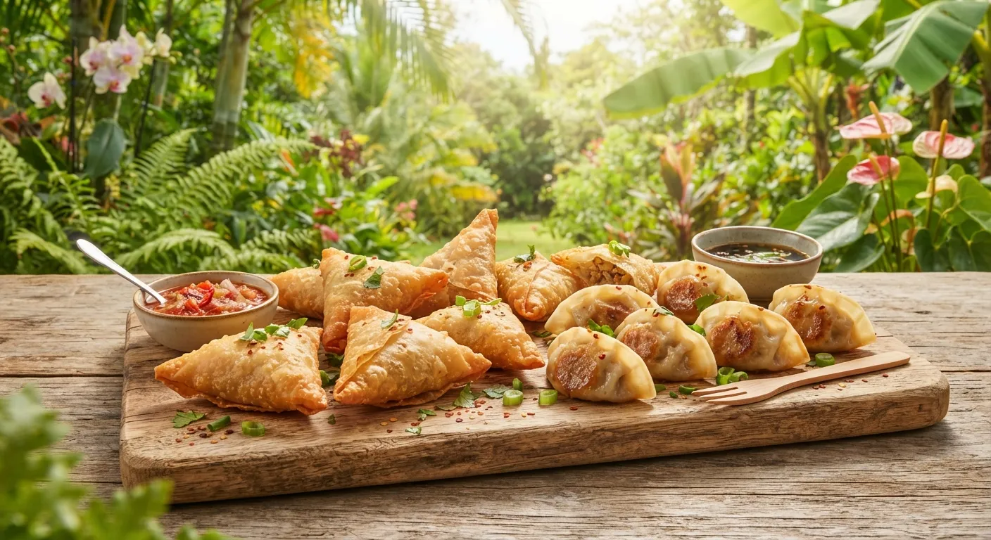 Bouchons réunionnais porc combava faits maison et samoussas